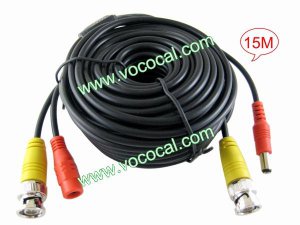 15M BNC/DC Video Power Extension Cable Cord for CCTV Camera