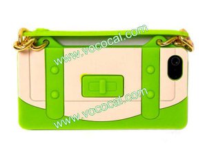 Cute Protective Soft Silicone Handbag Case Cover Skin for iPhone 5 Green