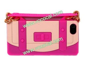 Cute Fancy Soft Silicone Handbag Case Cover Skin for iPhone 5 Rose