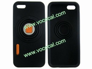 Fashion Silicone 3D Camera Stand Case Cover Skin for iPhone 5 Black