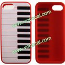 Protective Silicone Piano Key Back Case Cover Skin for iPhone 5 Red