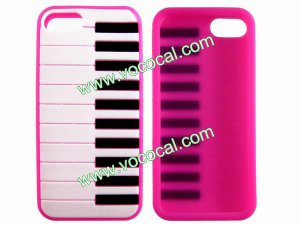 Protective Soft Silicone Piano Key Case Cover Skin for iPhone 5 Peach