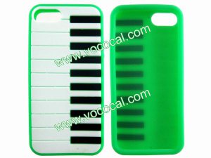 Fancy Protective Silicone Piano Key Case Cover Skin for iPhone 5 Green