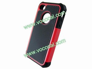 Red Honeycomb Plastic Silicone Hard Case Cover for iPhone 4 4G 4S