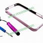 Pink Aluminium Metal Bumper Case Cover Stylus Pen for iPhone 4 4G 4S