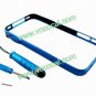 Blue Aluminium Metal Bumper Case Cover Stylus Pen for iPhone 4 4G 4S