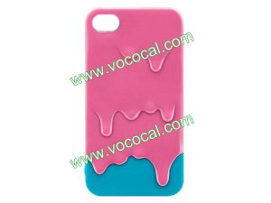 Rose 3D Cartoon Melt Ice Cream Hard Case Cover for iPhone 4 4G 4S