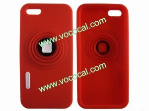 Fashion Silicone 3D Camera Stand Case Cover Skin for iPhone 5 Red