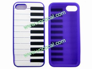 Fancy Protective Silicone Piano Key Case Cover Skin for iPhone 5 Purple