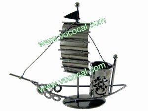 Metal Craft Gift Model Sailboat Boat Ship Pen Brush Holder Container Pot