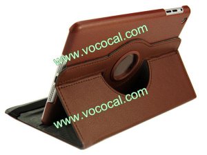 360 Degree Rotating PU Leather Flip Stand Case Cover Skin for iPad Mini Brown