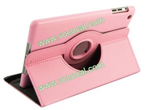 360 Rotating PU Leather Flip Stand Case Cover Skin for iPad Mini Pink