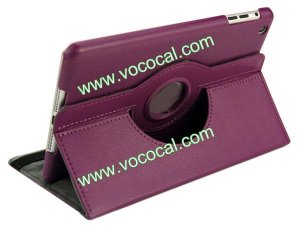 360 Degree Rotating PU Leather Flip Stand Case Cover Skin for iPad Mini Purple