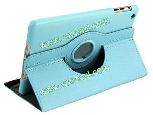 360 Degree Rotating PU Leather Flip Stand Case Cover Skin for iPad Mini Sky Blue