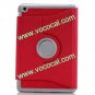 360 Rotating PU Leather Flip Stand Case Cover Skin for iPad Mini Red