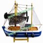 Wooden Decorative Fishing Boat Ship Model Craft Gift Blue