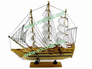 Wood Decorative Sailing Sailboat Ship Model Craft Gift Brown 30CM