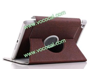 360 Degree Rotating PU Leather Flip Stand Case Cover Skin for iPad Mini Brown
