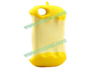 Yellow Apple Core 3D Cartoon Silicond Case Cover for iPhone 4 4G 4S