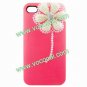 Rose 3D Flower Pearl Glitter Diamond Case Cover for iPhone 4 4G 4S