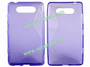 S Line TPU Protective Case Cover Skin for Nokia Lumia 820 Purple