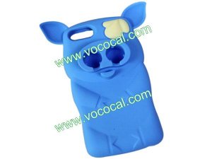 Cute 3D Silicone Pirate Pig Piggy Animal Case for iPhone 5 Blue