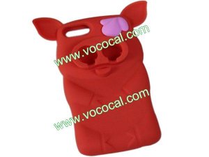 Cute 3D Silicone Pirate Pig Piggy Animal Case for iPhone 5 Red