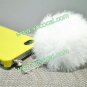 Rabbit Fur Ball 3.5mm Earphone Jack Dust Plug Ear Cap for iPhone 5 Touch White