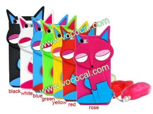 3D Cute Cartoon Soft Silicone Fox Animal Case Cover for iPhone 5 With Tail