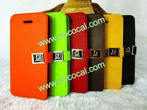 Metal D Buckle PU Leather Flip Case Cover Skin for iPhone 5