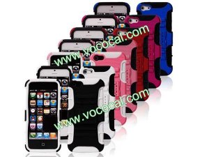 2 Layer Combo Silicone + PC Protective Stand Case Cover Skin for iPhone 5