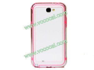 Colored Silicone + PC Bumper Case Cover for Samsung Galaxy Note 2 N7100 Pink