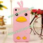 3D Cute Cartoon Silicone Chicken Animal Case Cover Skin for iPhone 5 Light Pink