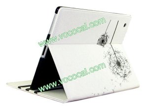 PU Leather Dandelion Book Stand Case Smart Cover for iPad 2 The New iPad 3 White