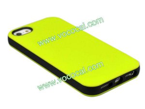 New Dual Color Flexible TPU Protective Case Cover Skin for iPhone 5 Yellow