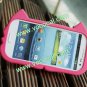 New Cute Cartoon Cat Animal Silicone Case Cover for Samsung Galaxy S3 i9300 Rose
