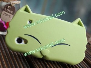 3D Cute Cat Soft Silicone Case Cover for Samsung Galaxy Ace S5830 Mint Green