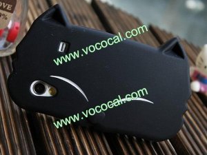 3D Cute Cat Soft Silicone Case Cover Skin for Samsung Galaxy Ace S5830 Black