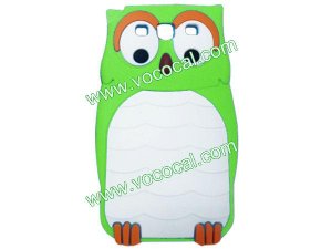 Stylish 3D Cute Owl Silicone Case Cover Skin for Samsung Galaxy S3 i9300 Green