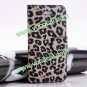 Luxury PU Leather Leopard Flip Folio Stand Case Cover Skin for iPhone 5 Khaki
