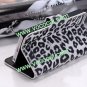 Luxury PU Leather Leopard Flip Stand Case Cover Skin for iPhone 5 Black-White
