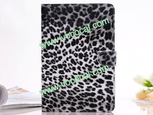 Fashion Leopard PU Leather Flip Stand Case Cover Skin for iPad Mini Black-White
