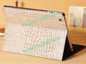 PU Leather Crocodile Croco Book Stand Case Smart Cover for iPad Mini Grey
