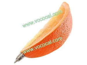 Novelty Fruit Orange Shaped Ballpoint Pen Fridge Magnetic Sticker
