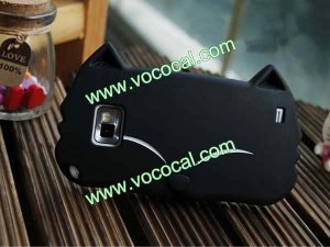 New Cute Cartoon Cat Silicone Case Cover for Samsung Galaxy S2 i9100 Black