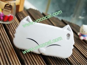 New Cute Cartoon Cat Silicone Protective Case Cover Skin for iPhone 4 White