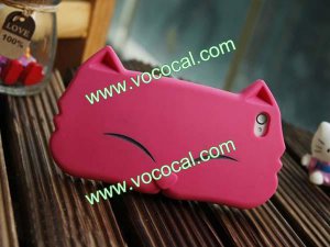 New Cute Cartoon Cat Silicone Protective Case Cover Skin for iPhone 4 Rose