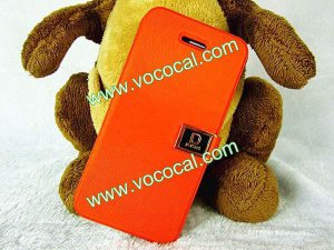 Metal D Buckle PU Leather Flip Case Cover Skin for iPhone 5 Orange