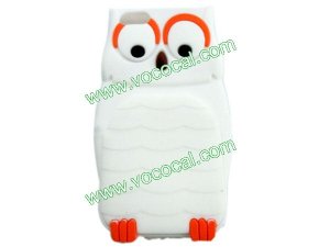 3D Cute Cartoon Owl Silicone Case Cover Skin for iPhone 5 White