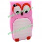 3D Cute Cartoon Owl Silicone Case Cover Skin for iPhone 4 4S Pink